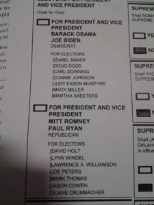 Close up of my non-vote for President